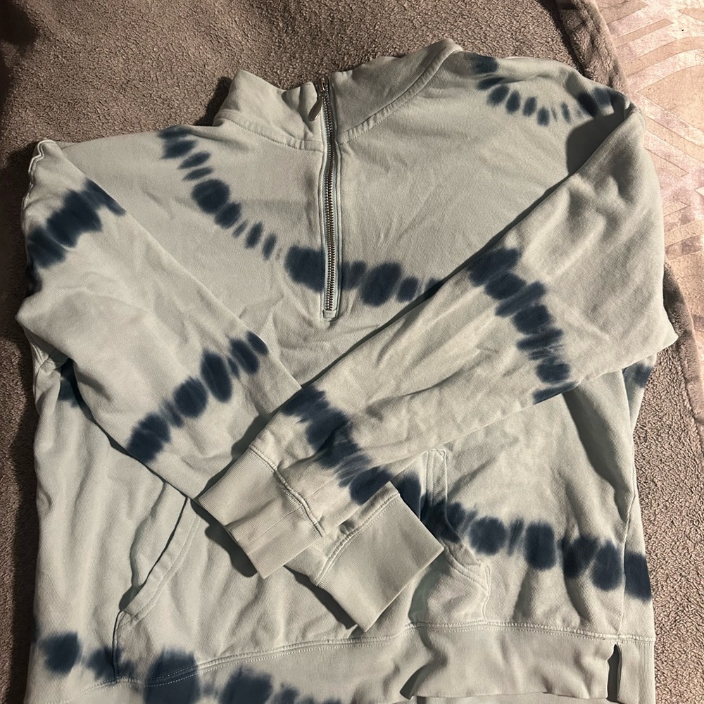 Old Navy Men's Blue Tie-Dye Zip-Up Sweater